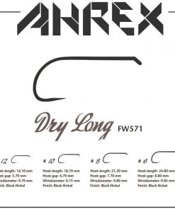 Ahrex FW571 Long Dry Fly Barbless Hook Hooks