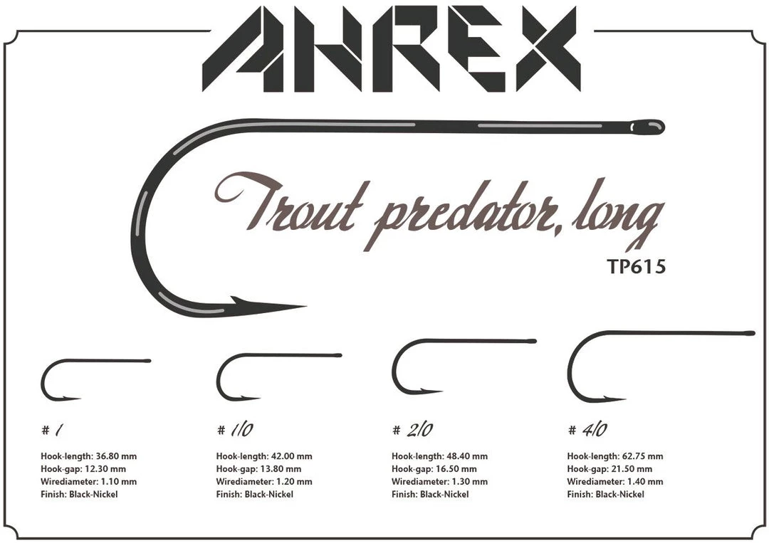 Ahrex TP615 Trout Predator Long Streamer Hook Hooks