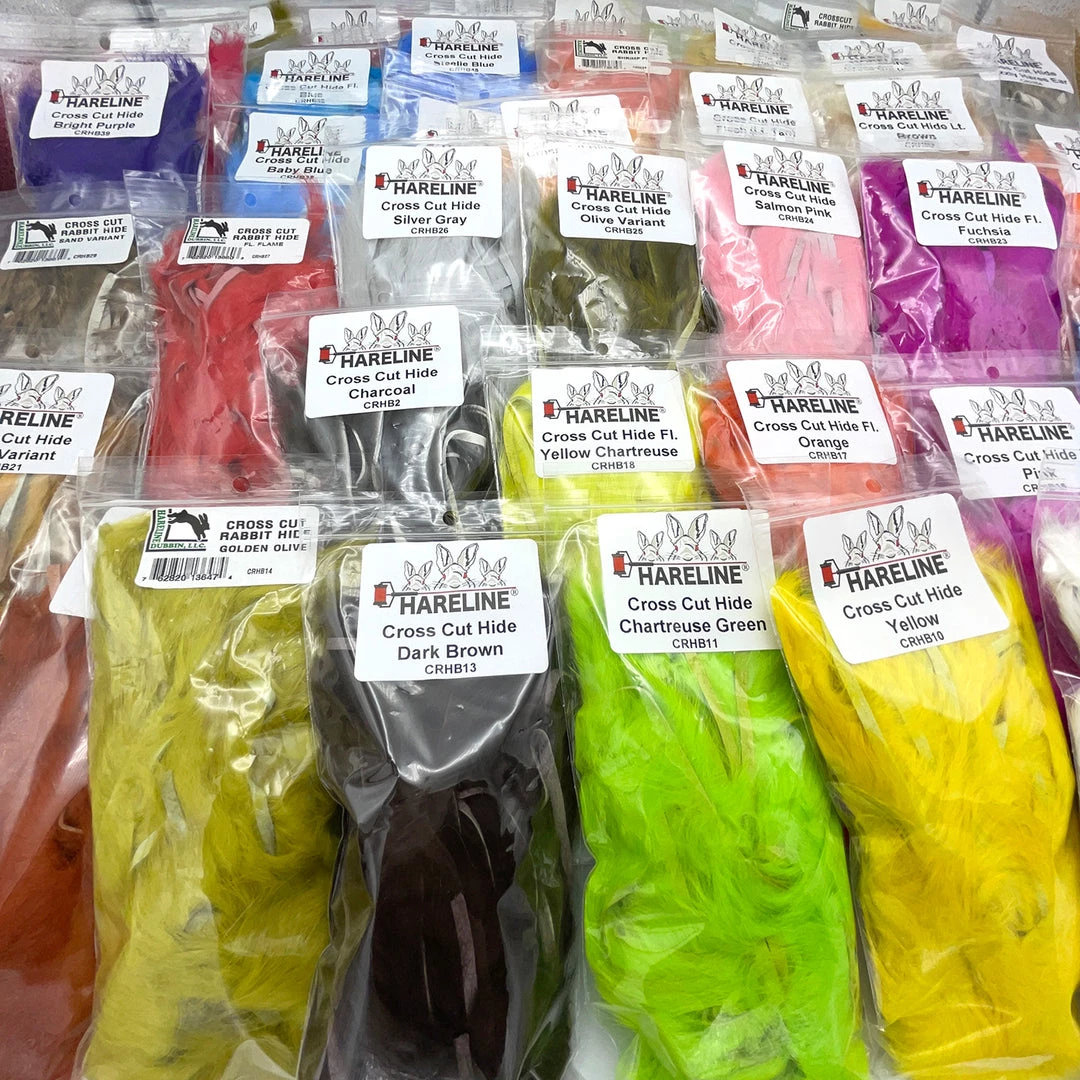 Hareline Cross Cut Rabbit Hide Strips Fly Tying Materials