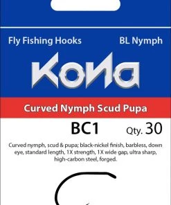 Kona BC1 Curved Nymph Scud Pupa Barbless Hook