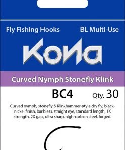 Hooks Kona BC4 Curved Nymph Stonefly Klink Barbless Hook