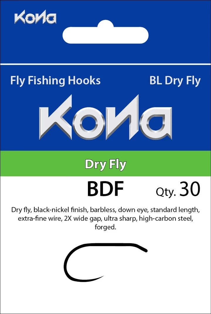 Kona BDF Barbless Dry Fly Hook Hooks